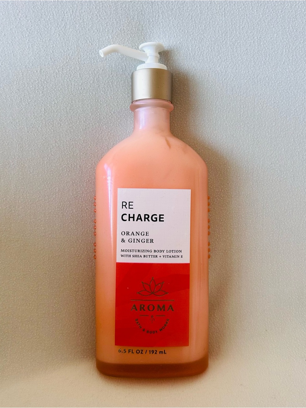 NWT Bath & Body Works Aromatherapy Orange Ginger Body Lotion 6.5 fl oz Glass